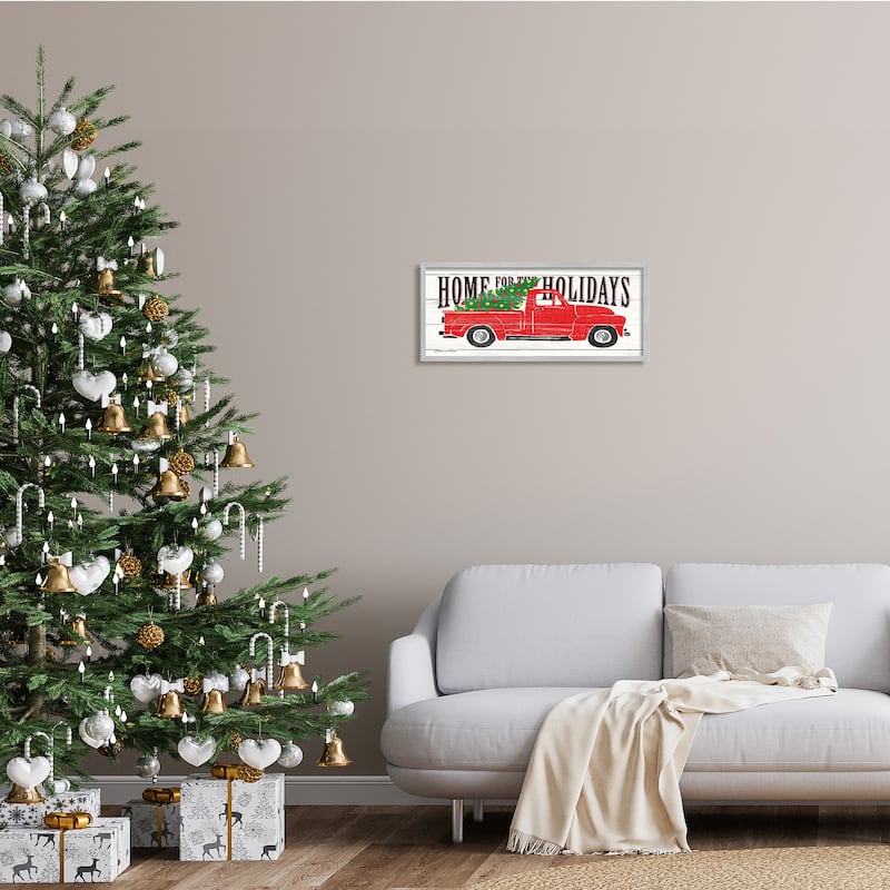 Stupell Home For Holidays Phrase Vintage Red Truck Christmas Framed Wall Art - Green
