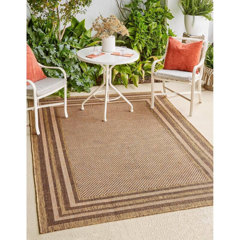 Outdoor Dimension Collection Area Rug - Light Brown - 7'x10'