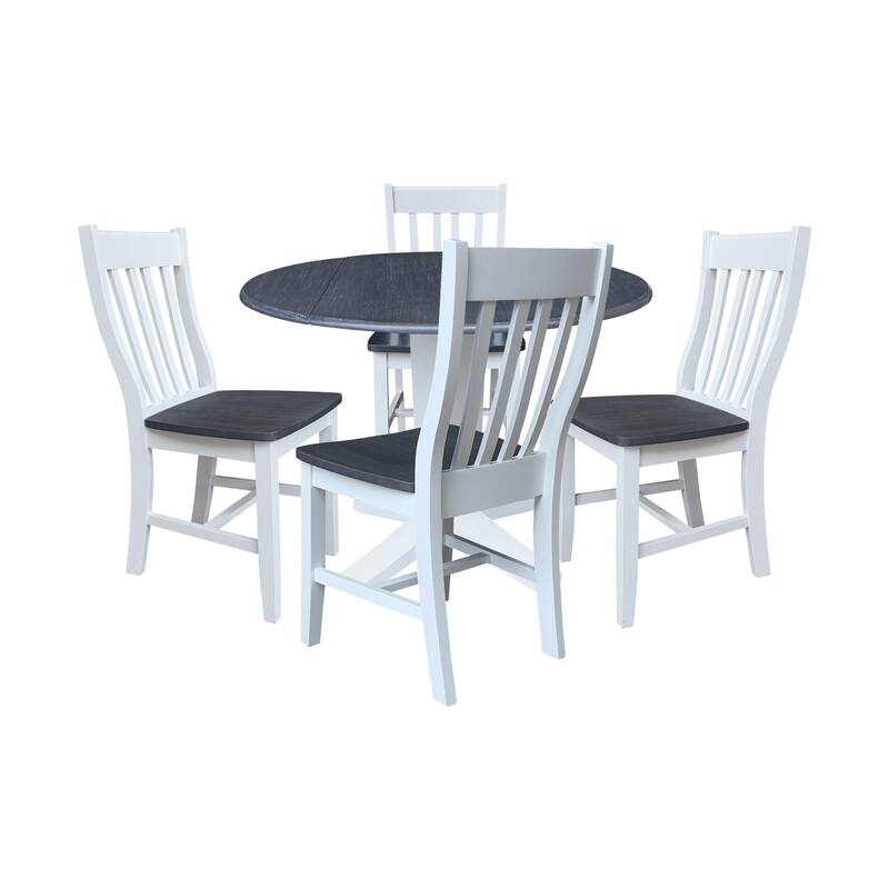 42" Round Drop Leaf Table with Dining Chairs - 5-Piece
