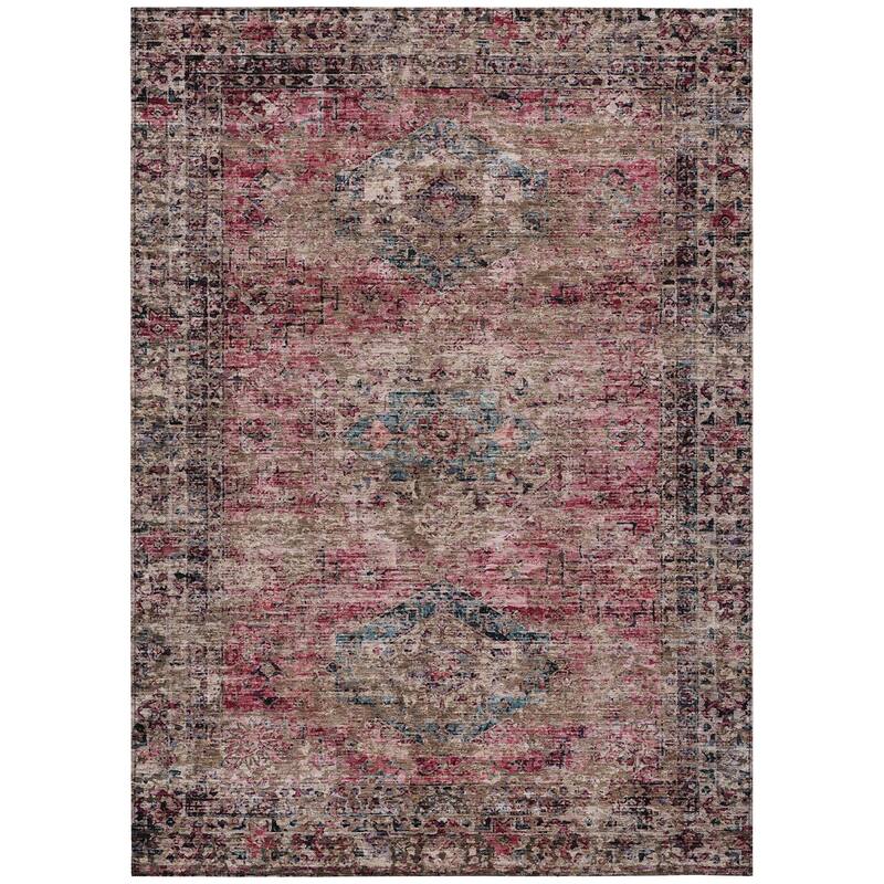 Machine Washable Indoor/Outdoor Vintage Traditional Chantille Rug