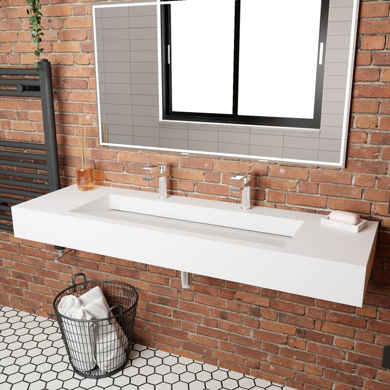 Pyramid Solid Surface Wall-Mounted Bathroom Sink