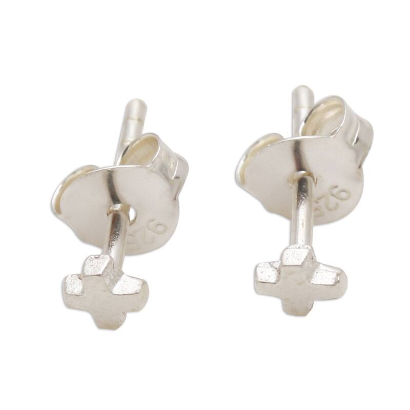 Novica Handmade Mark The Spot Sterling Silver Stud Earrings