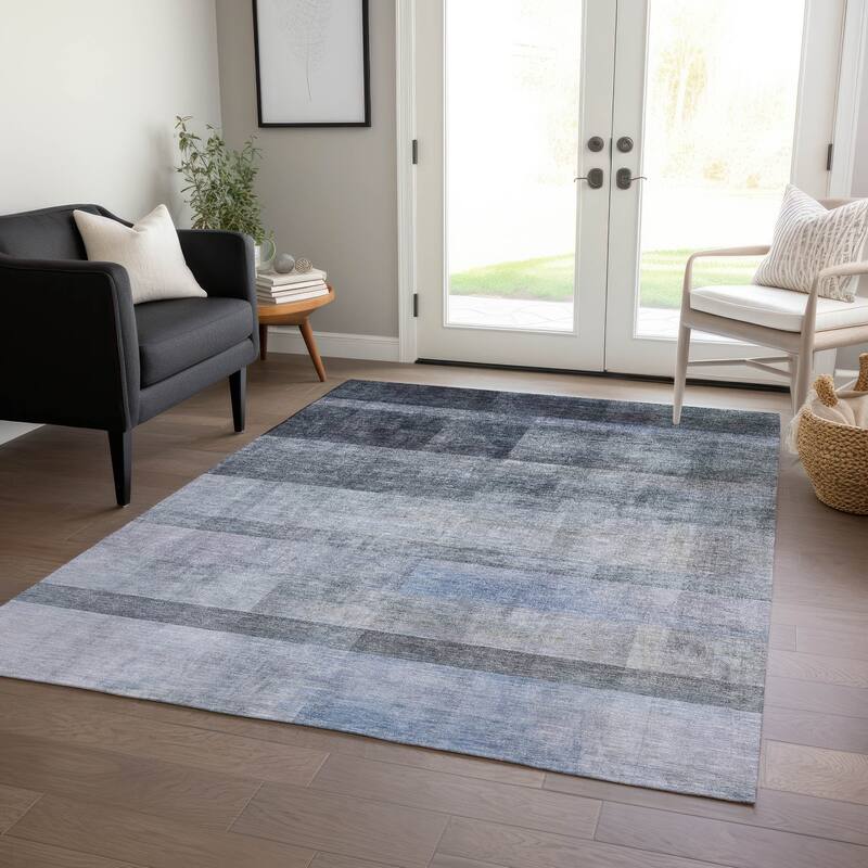 Machine Washable Indoor/ Outdoor Modern Abstract Chantille Rug