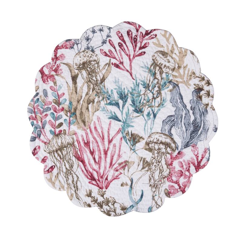 Delphina Reef Round Quilted Placemat Set 6