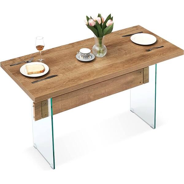 Ivinta Modern White Dining Table, High Glossy Dining Room Table for 4/6