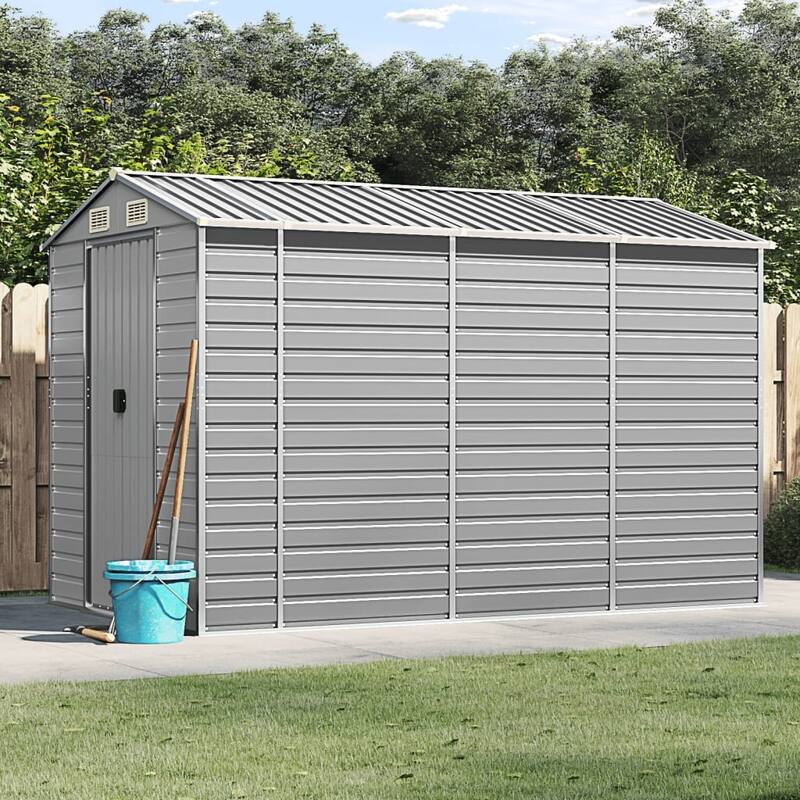 vidaXL Garden Shed Metal Outdoor Storage Shed Anthracite Galvanized Steel - 75.2" x 118.1" x 78" - Light gray