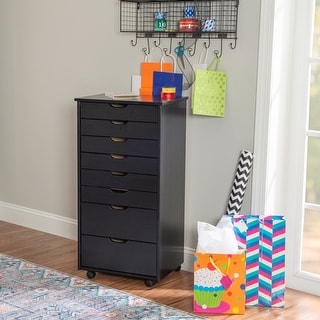 Bridgton Black Eight Drawer Rolling Storage Cart - 20.75"w x 15.38"d x 40.25"h
