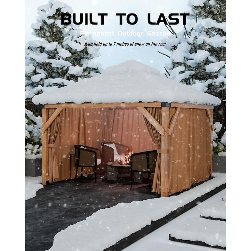 Hardtop Wood Gazebo 10'x10',10'x12',12'x12' ,12'x16',12'x20' for All Weather