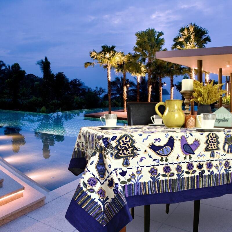 Cotton Birds Avian Diva Floral Tablecloth Collection - 60 x 90 in