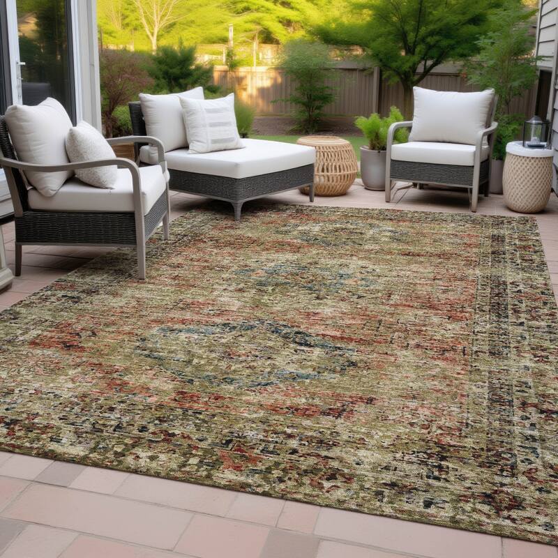 Machine Washable Indoor/Outdoor Vintage Traditional Chantille Rug