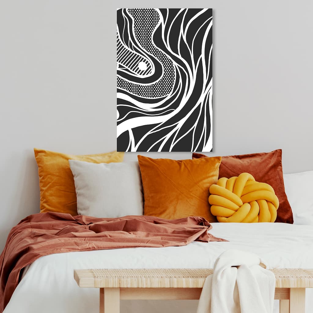 Wynwood Studio Canvas Abstract Rising Tide Black and Mid-Century Modern Wall Art Canvas Print