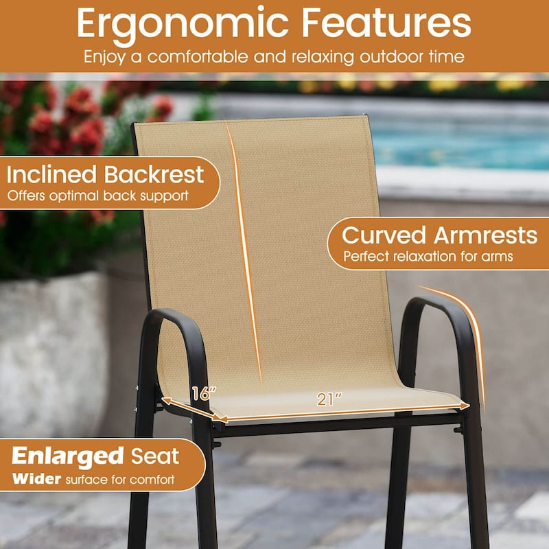 Costway 2 PCS Outdoor Bar Stools 29" Fabric Bar Height Stools with - See Details