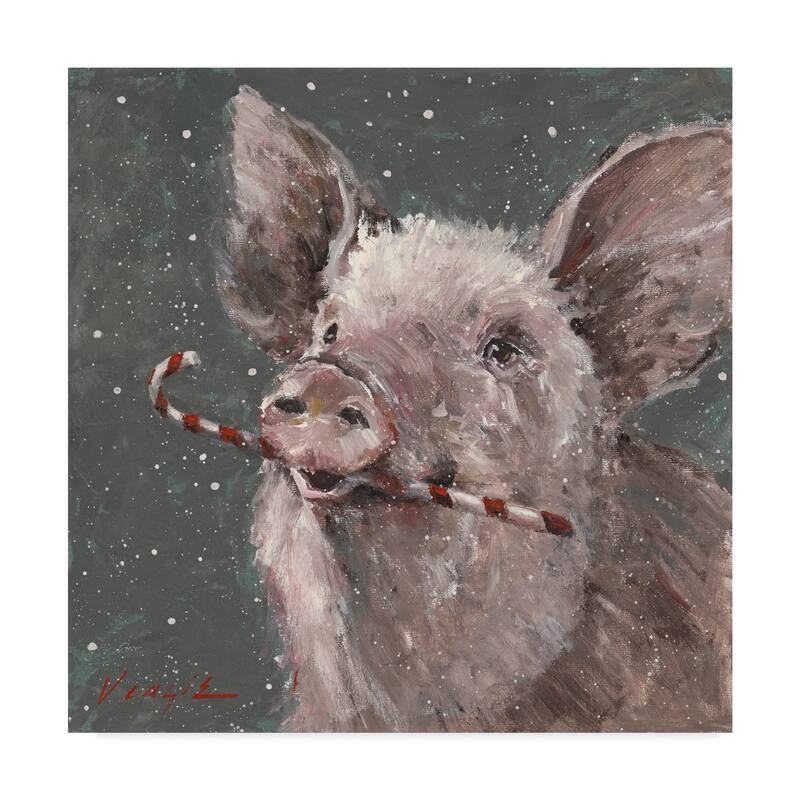 Mary Miller Veazie 'Teri The Christmas Pig' Canvas Art