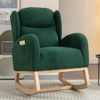Teddy Fabric Rocking Chair With Packet Wood Legs,Green - Bed Bath ...