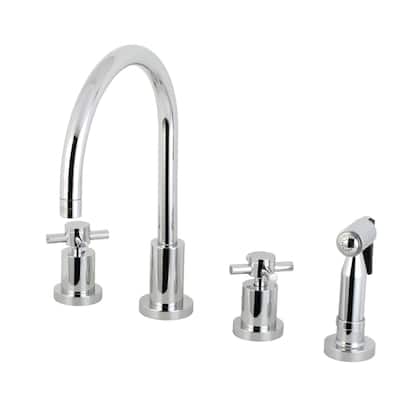 Kingston Brass Concord Deck Mount Widespread Kitchen Faucet with Brass Sprayer