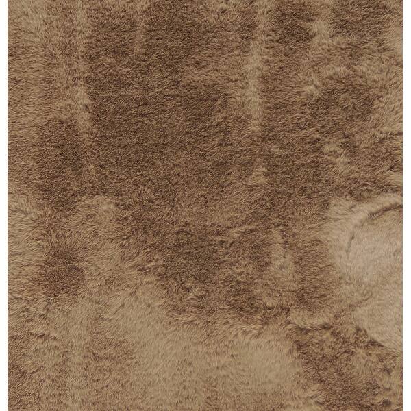 Luxe Faux Rabbit Fur Rectangular Rug 3' X 5'   - Taupe