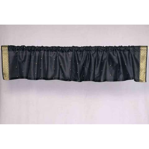 Black - Rod Pocket Top It Off handmade Sari Valance - Pair
