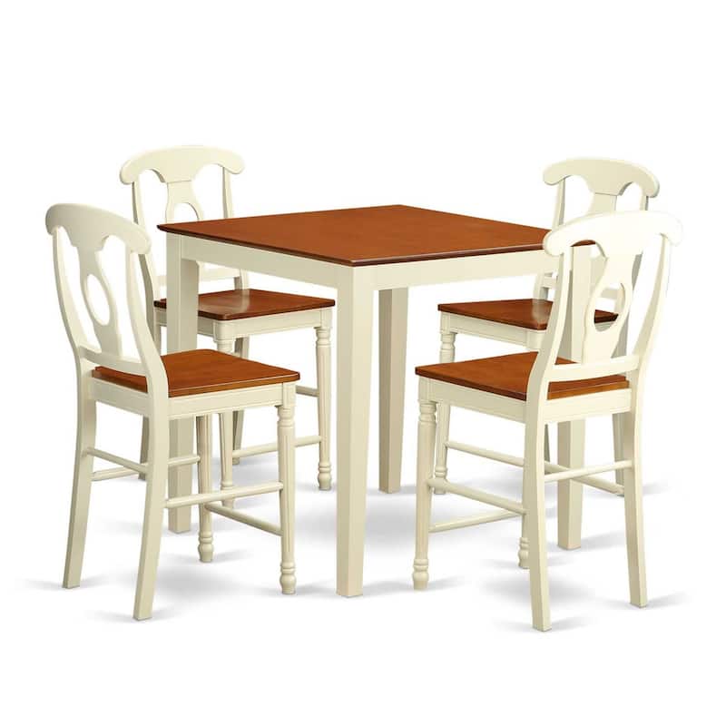 Kitchen Counter Table Set - 5 Piece Dining Set with Chairs - 36x36 Inch - Modern Design