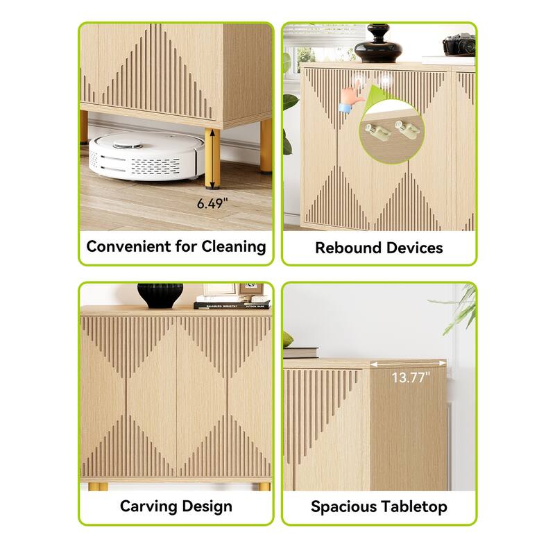 59 inches Modern White Storage Cabinet Set for Living Room, Dining Room, Garage