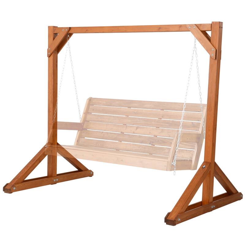 Wooden Outdoor Swing Stand for Porch and Garden, Brown - 83.8" L × 55.1" W × 70.9" H - Brown