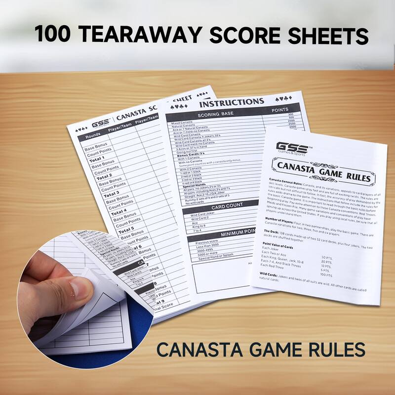 GSE Canasta Cards Game Set, Includes Canasta Playing Cards with Point Values, Revolving Card Tray, Score Sheets