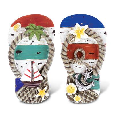 CoTa Global Flip Flop Refrigerator Nautical Ocean Magnets Set of 2 - 0.6″Lx2″Wx3.65″H