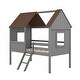 preview thumbnail 19 of 26, Stylish & Playfun Design Low Loft Bed with Roof, Ladder, Guardrail and Windows, Twin Size