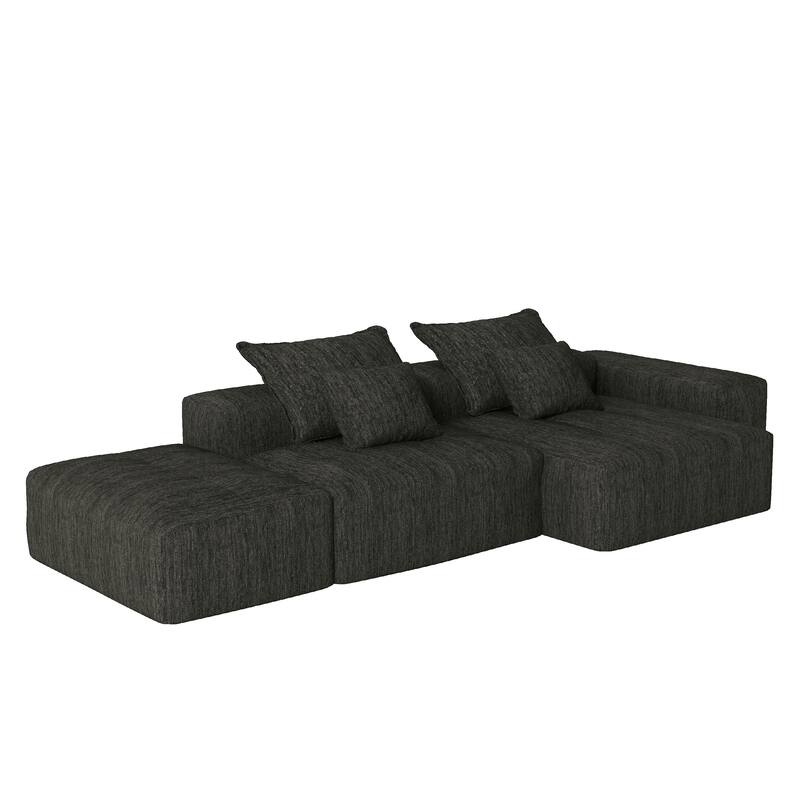 Modern Oversized Modular Sectional Sofa in Black, Foam+Spring, No Assembly