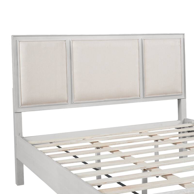 Christopher Knight Home - Hendrix Modern Farmhouse Upholstered Wood Platform Bed with Panel Headboard and Footboard