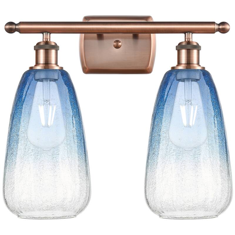 Innovations Lighting 516-2W-14-16 Brookhaven Almond Vanity Brookhaven - Antique Copper / Sapphire Blue