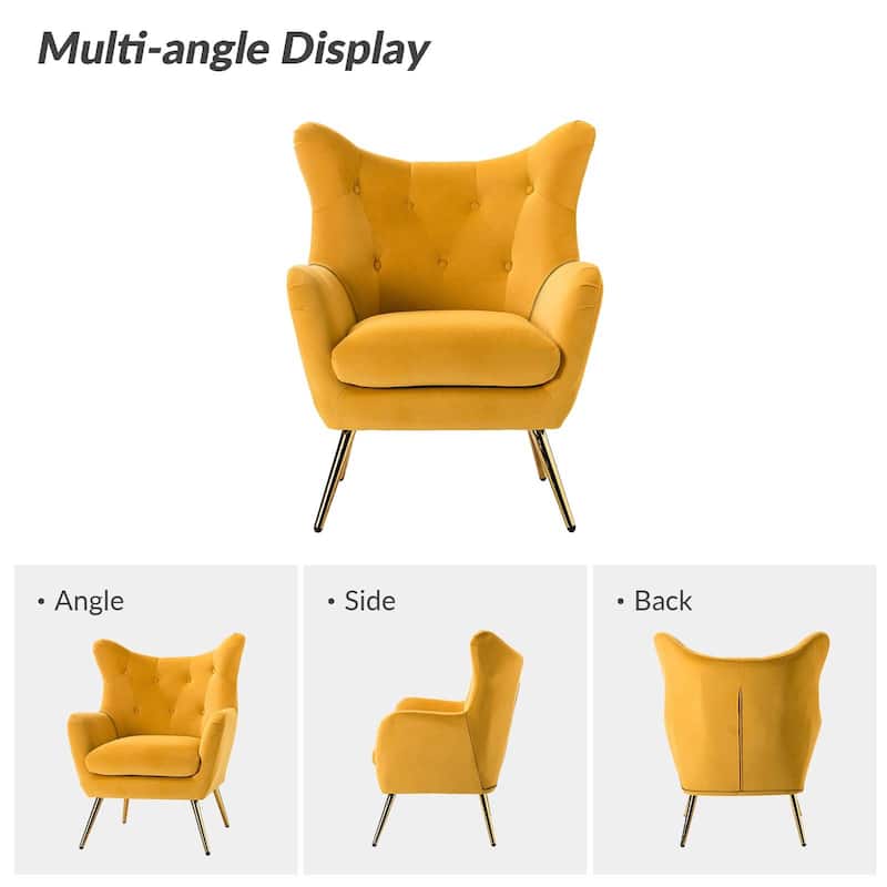 Eusebio Modern Velvet Accent Chair with Tufted Wingback for Living Room Set of 2 by HULALA HOME