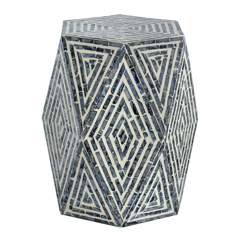 GDFStudio - Olivia Modern Cylindrical Garden Capiz Stool & Accent Side Table
