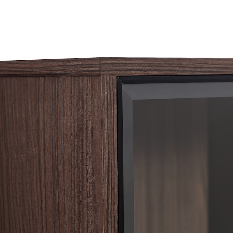 Roomfitters 51.2'' Display Cabinet with Glass Doors, Freestanding Curio Storage Cabinet with Adjustable Shelves for Office