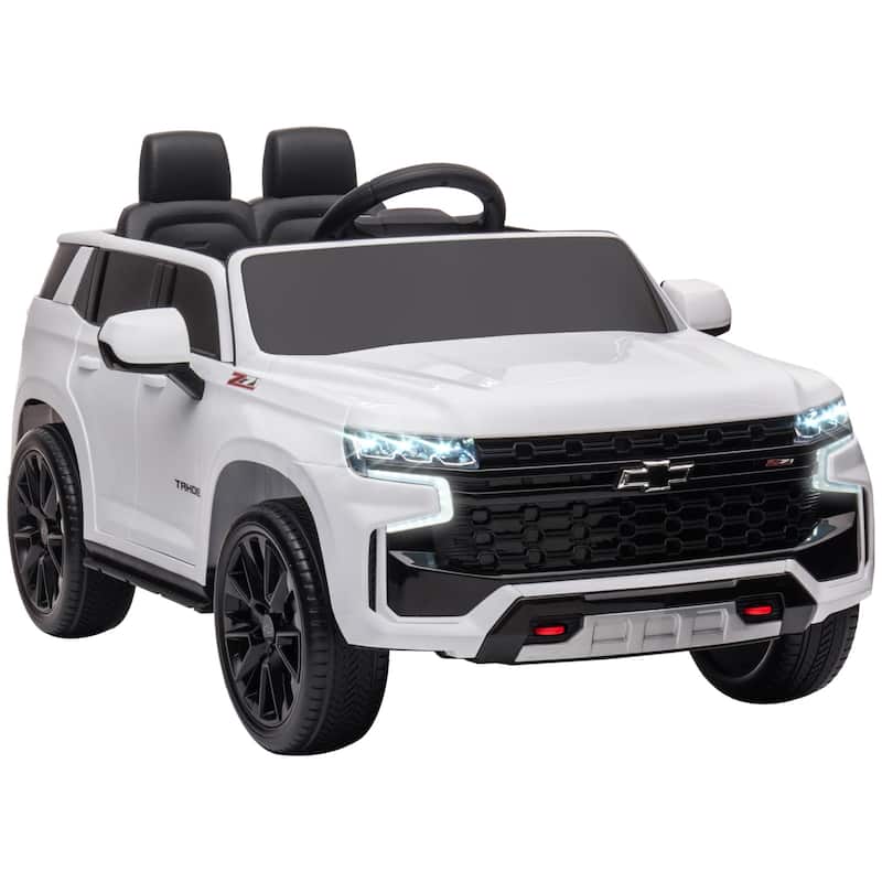 Ride on Truck Car with Headlights, White Electric Car for Kids with Music, Battery Powered Electric Vehicle with Dashboard