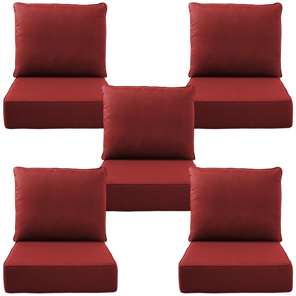 Gymojoy 24"x22"x6" Patio Thick Cushions & Pillows Set - Deep Seat Indoor/Outdoor Water & Fade Resistant