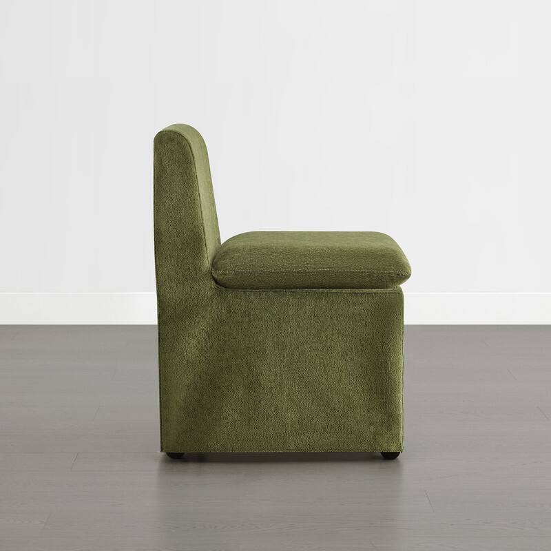 Spruce & Spring Modern Upholstered Dining Chair with Casters, Removable Washable Slipcover