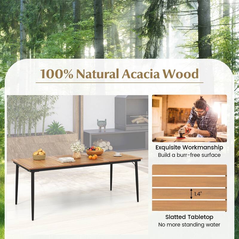 Costway 79" Outdoor Dining Table for 8 Acacia Wood Patio Table with - See Details