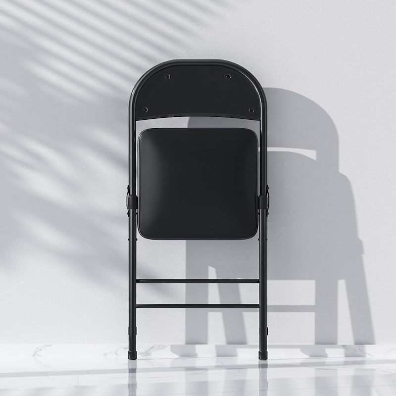 VECELO Dining Chairs Set of 4/8, Beige/Black Folding Chairs with Steel Frame