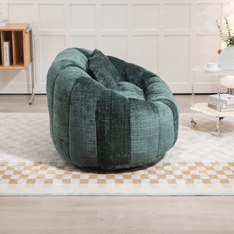 Modern Chenille 2-Seater Bean Bag Chair with 2 Pillows