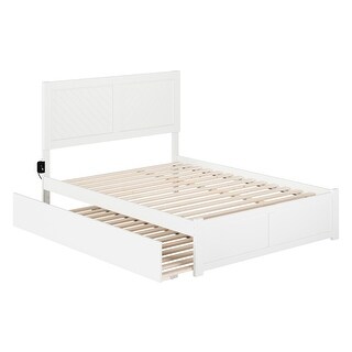 AFI Canyon Full Solid Wood Platform Bed with Footboard & Full Trundle in White