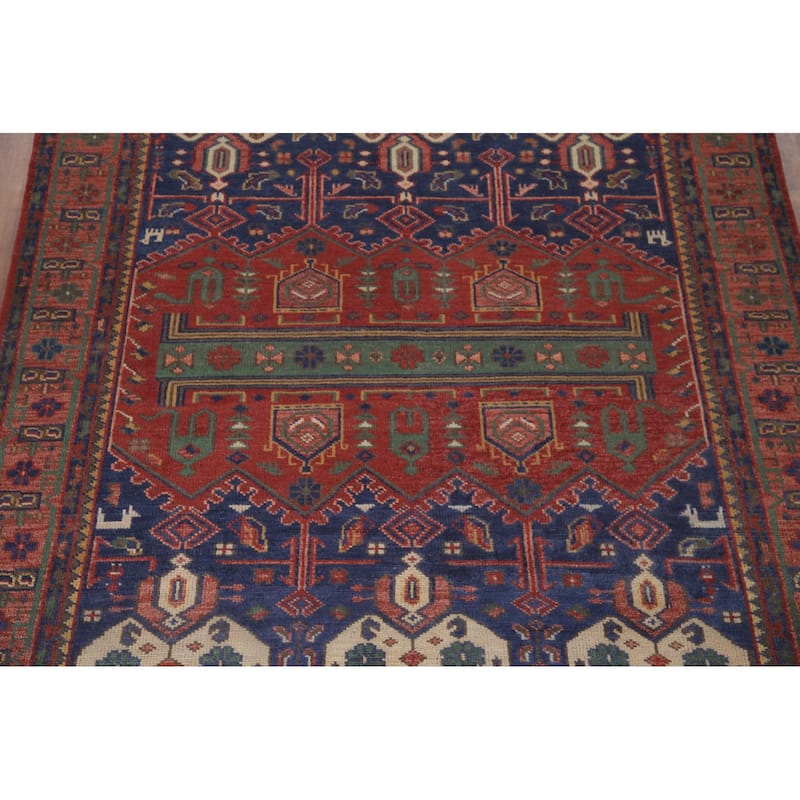 Red & Blue Sirjan Oriental Area Rug Hand-knotted Wool Carpet - 8'0"x 10'1"