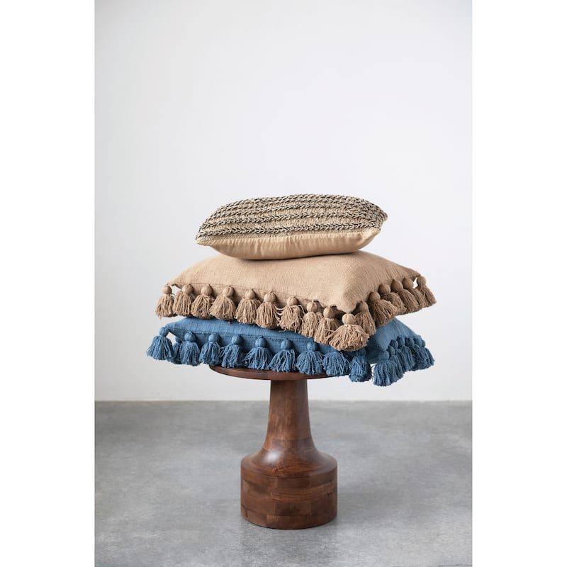 Hand-Woven Jute and Cotton Macramé Lumbar Pillow