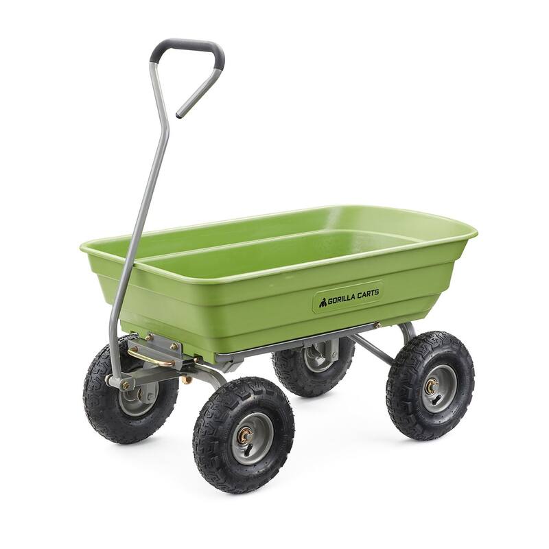 Gorilla Carts 600 Pound Capacity Heavy Duty Poly Yard Dump Utility Cart, Green - 31.5