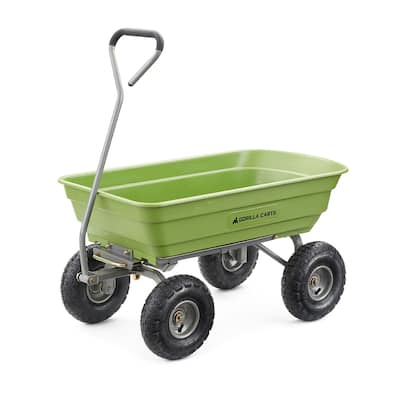 Gorilla Carts 600 Pound Capacity Heavy Duty Poly Yard Dump Utility Cart, Green - 31.5
