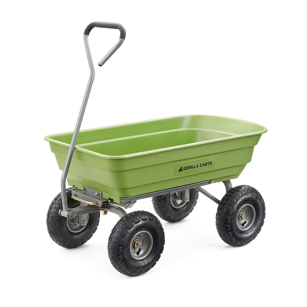 Gorilla Carts 600 Pound Capacity Heavy Duty Poly Yard Dump Utility Cart, Green - 31.5