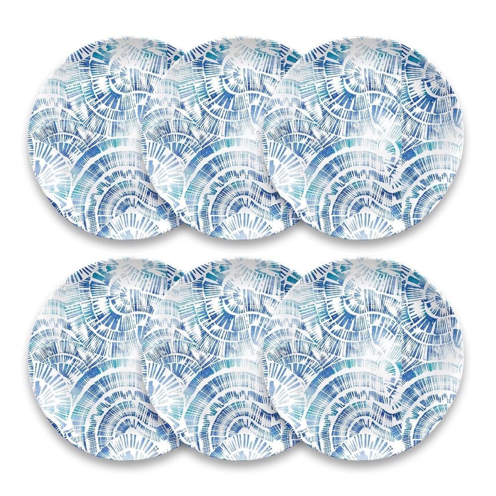 Abode Homewares Coastal Scallops Melamine Dinner Plate - Blue - 10.5" - Set of 6