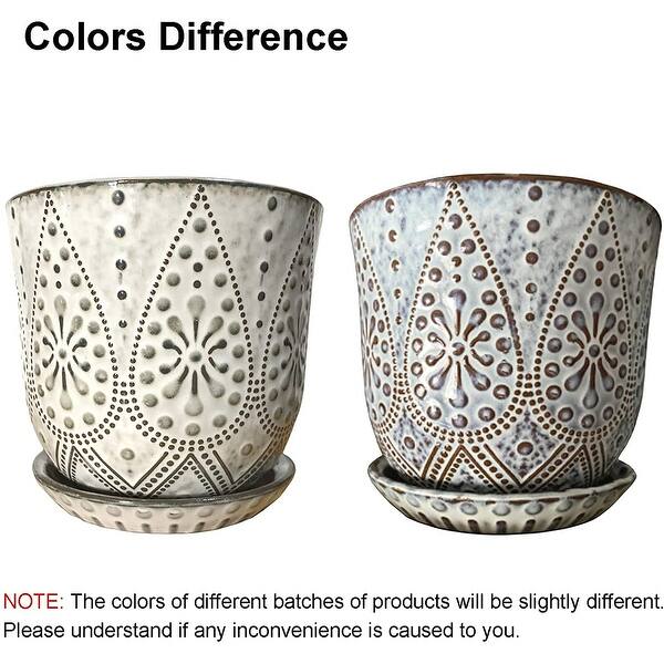 ADN Ceramic Plant Pots Indoor Planter Set of 2 with Drainage Hole and Saucer Ceramic Pots for Plant Home Office Outdoor Decor 6+8 Inch White and Grey ADN Ceramic Plant Pots Indoor Planter Set of 2 with Drainage Hole and Saucer Ceramic Pots for Plant Home Office Outdoor Decor 6+8 Inch White and Grey