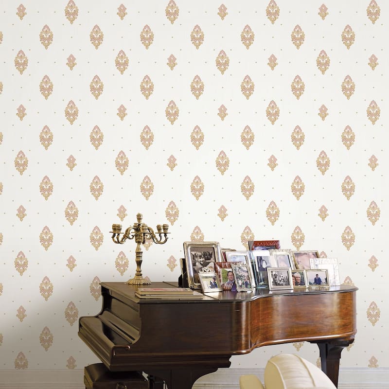 Galerie Wallcoverings Opulence Collection Italian Motif Vinyl on Non-woven Glitter/Shimmer Wallpaper Roll Double Width