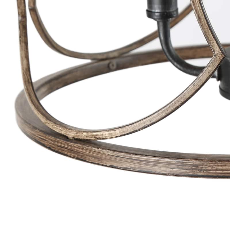 Modern Farmhouse 4-Light Cylinder Wood Grain Chandelier for Kitchen Island