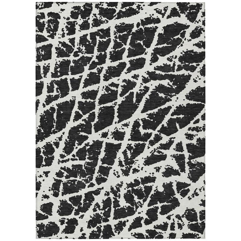 Allomi Unique Abstract Weather Resistant Timeless Fusion Outdoor Rug